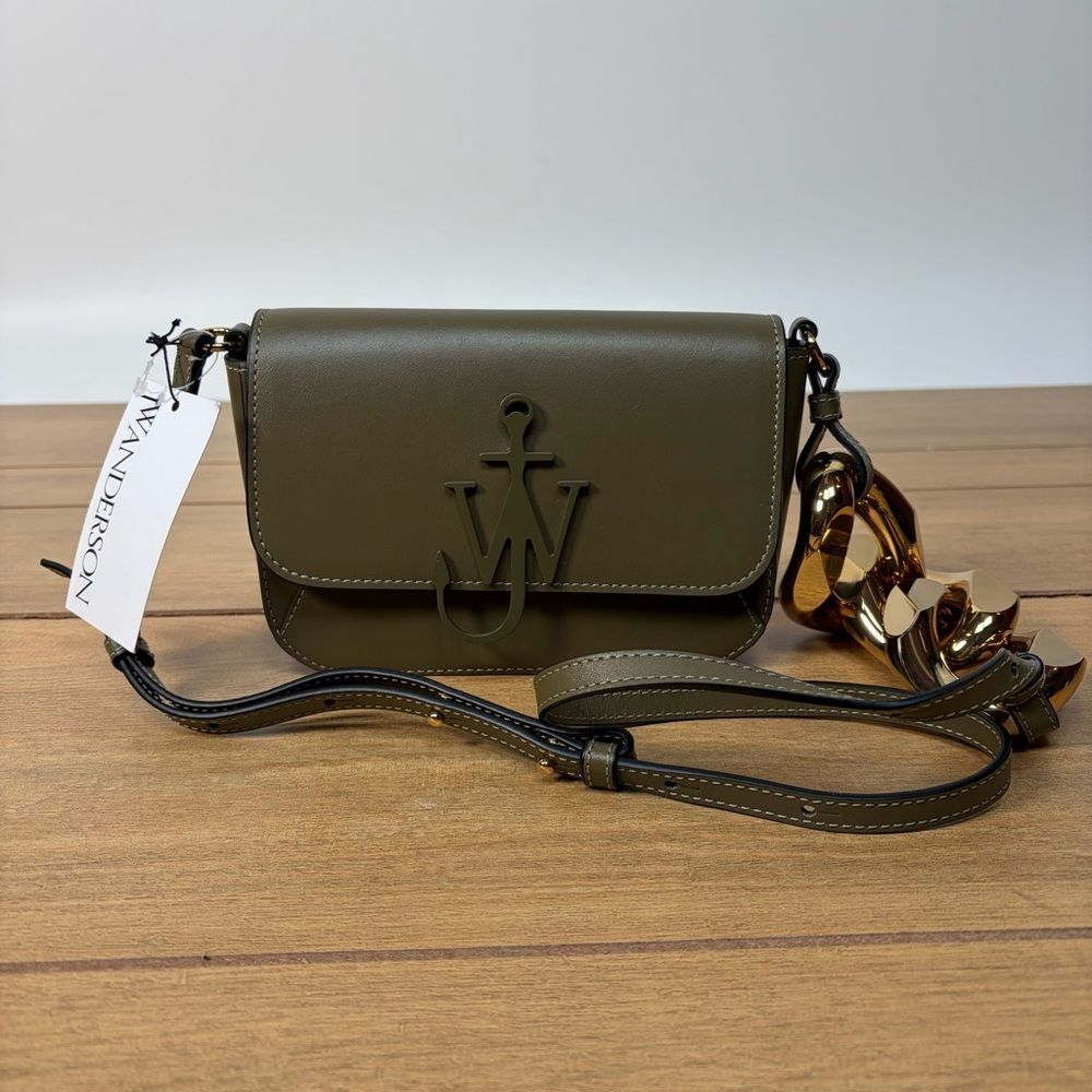 JW Anderson Chain Midi Anchor Bag 'Army' with Gold Tone Chain NWT